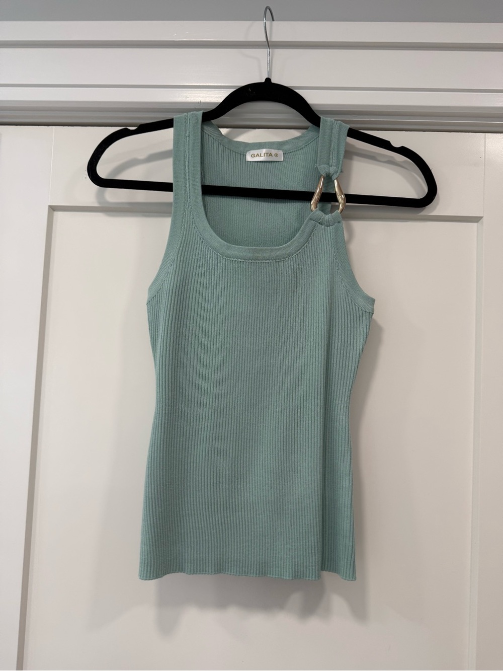 Galita Mint Ribbed Tank with Shoulder Ring